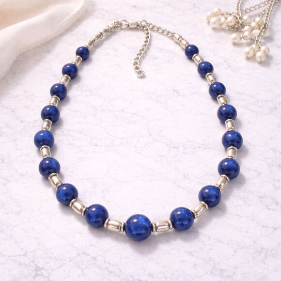 White House Black Market Jewelry - White House Black Market Silver Tone Black Rhinestone Accented Link Necklace